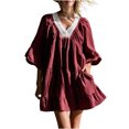 Felirenzacia Women's Babydoll Dress with Lace Trim, Flowy Short Sleeve ...