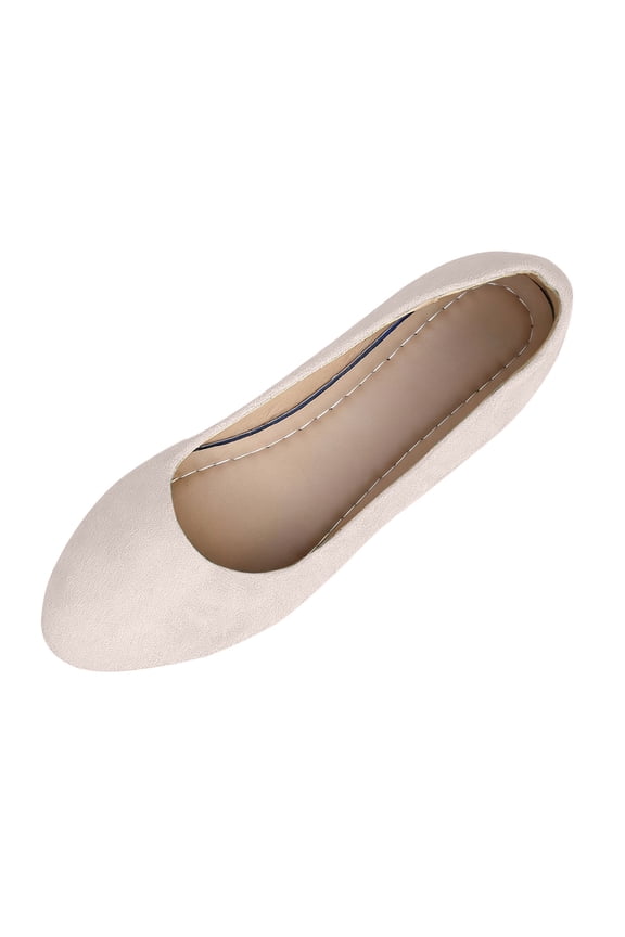 Women’s Ballet Flats Shoes, Round Toe Slip-On Shoes, Matte Faux Suede Elegant Work Penny Shoes, Everyday Flats, Comfort Light Weight