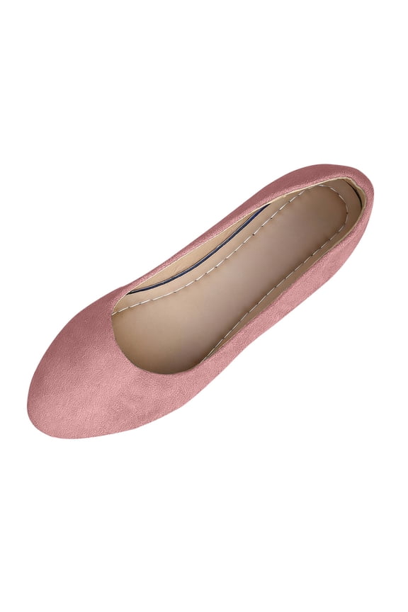 Women’s Ballet Flats Shoes, Round Toe Slip-On Shoes, Matte Faux Suede Elegant Work Penny Shoes, Everyday Flats, Comfort Light Weight