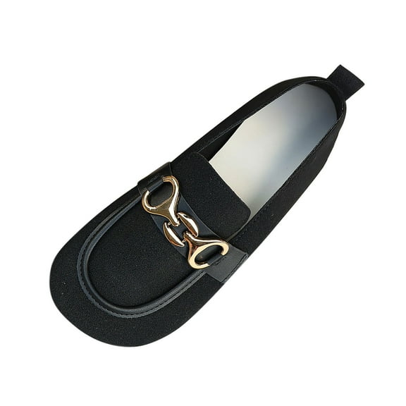 Felirenzacia Women’s Ballet Flats Slip-On Loafers, Square Toe Flats Shoes, Gold Silver Chain Dress Shoes, Work Shoes, Comfort Walking Shoes