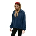 thumbnail image 1 of Felirenzacia Women's Blush Hoodie, Fuzzy Fleeced Quarter Zip Pullover Sweatshirt wih Drawstring Button Closure, S-2XL, 1 of 7