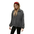 thumbnail image 1 of Felirenzacia Women's Blush Hoodie, Fuzzy Fleeced Quarter Zip Pullover Sweatshirt wih Drawstring Button Closure, S-2XL, 1 of 6