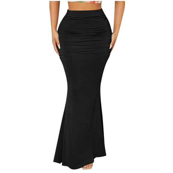 Felirenzacia Women's Bodycon Maxi Fishtail Skirt, Stretchy Slim Fit Flare Skirt, Sexy Club Night Wear