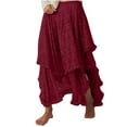 thumbnail image 1 of Felirenzacia Women’s Bohemian Lace Skirt, High-Low Layered Ruffle Hem, Casual Holiday Skirt, 1 of 6
