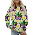 thumbnail image 1 of Felirenzacia Women's Carnival Fleece Sweatshirt, Crewneck Long Sleeve Mardi Gras Party Pullover Hoodie Tops, S-3XL, 1 of 6