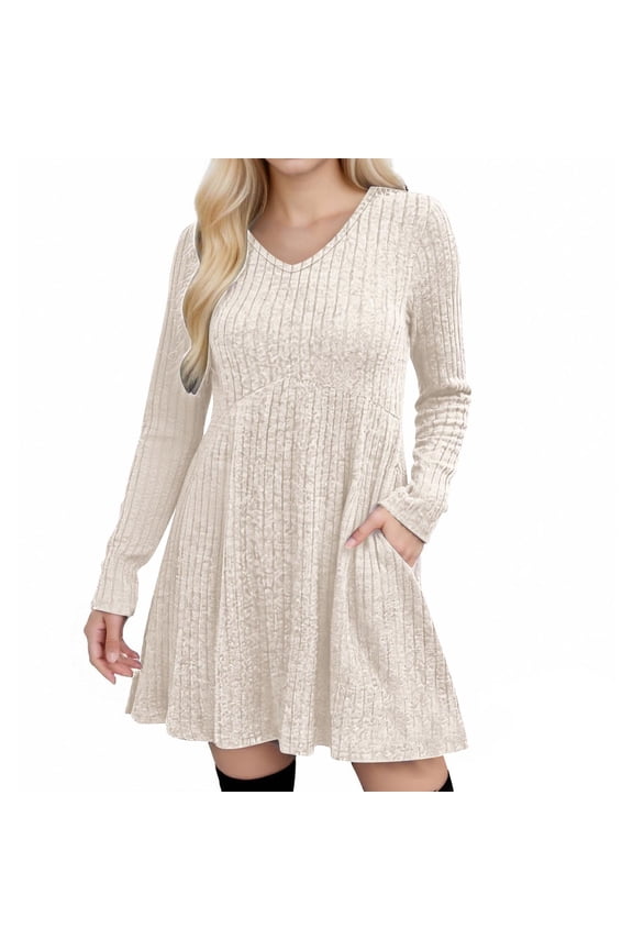 Women’s Casual Dress, Hide Belly Knit Sweater Dress, Everyday Work Wear, Fall Clothes for Women