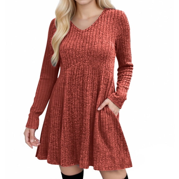 Felirenzacia Women’s Casual Dress, Hide Belly Knit Sweater Dress, Everyday Work Wear, Fall Clothes for Women
