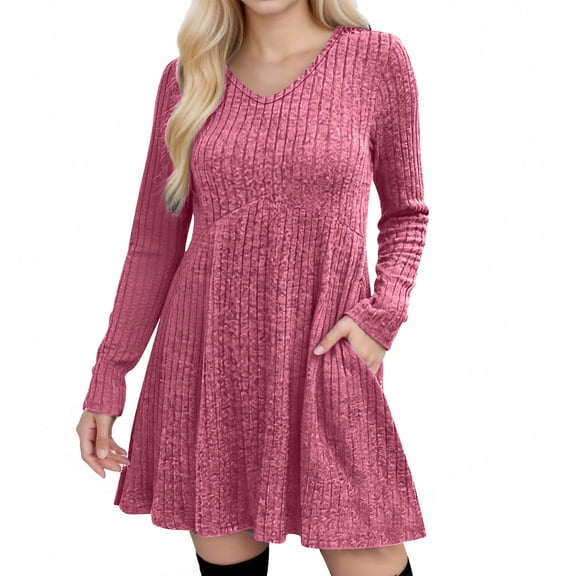 Felirenzacia Women’s Casual Dress, Hide Belly Knit Sweater Dress, Everyday Work Wear, Fall Clothes for Women