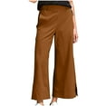 thumbnail image 1 of Felirenzacia Women’s Casual Lounge Pants Comfy Linen Cotton Blends Loose Wide Leg Trousers with Pockets Lightweight Breathable Side Slit Pj Pants, 1 of 7