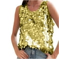 thumbnail image 1 of Felirenzacia Women's Casual Round Neck Solid Color Sequin Loose Sleeveless Tube Tank Top, Yellow,M, 1 of 9