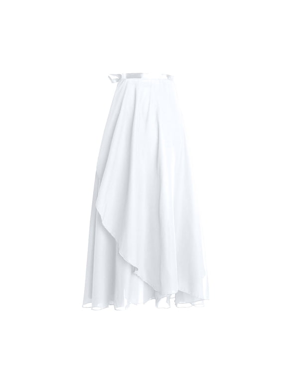 Women's Chiffon Wrap Dance Skirt, Flowy Long Skirt with Layered Front and Tie Waist, Classic Maxi Dance Dress for Women