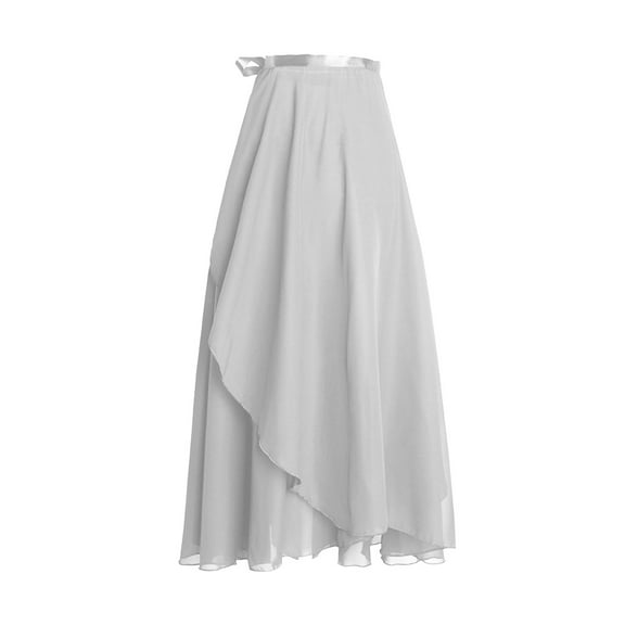 Felirenzacia Women's Chiffon Wrap Dance Skirt, Flowy Long Skirt with Layered Front and Tie Waist, Classic Maxi Dance Dress for Women