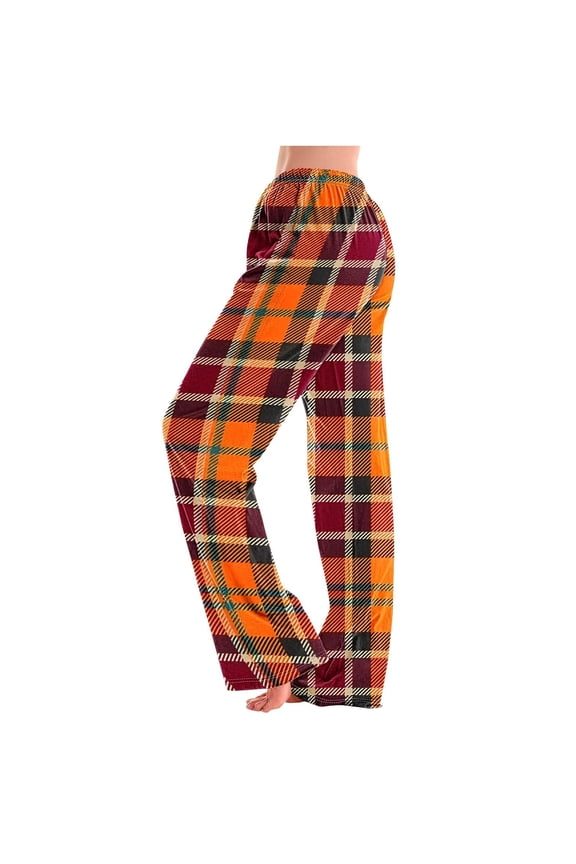 Women's Comfy Casual Scottish Pajama Pants Pj Bottom with Pockets Stretch Plaid Sleepwear