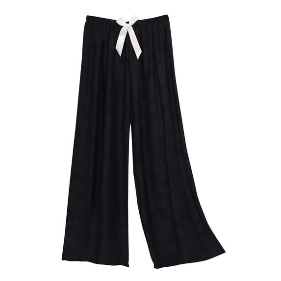 Felirenzacia Women's Cotton Pajama Pants Loose Wide Straight Leg Flowy Comfy Lounge Pants Sleep Pjs Bottom Black,Free Size