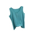 thumbnail image 1 of Felirenzacia Women's Cotton Unhemmed Button Front Tank, Wide Strap Round Neck Comfy Seamless Tank,Blue,Free Size, 1 of 5
