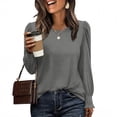 thumbnail image 1 of Felirenzacia Women’s Crew Neck Long Sleeve Dress Shirts Loose Fit Casual Tops, Tunic Pullover Fashion Fall Workwear,Gray,S, 1 of 6