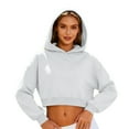 thumbnail image 1 of Felirenzacia Women's Cropped Hoodie, 350g Hooded Sweatshirt, Elastic Waistband Cuffed Pullover Tops, S-3XL, 1 of 7