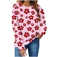 thumbnail image 1 of Felirenzacia Women's Daisy Printed Sweatshirts, Multicolor Floral Printed Pullover Top ,Pink,S, 1 of 6