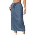thumbnail image 1 of Felirenzacia Women’s Drawstring Midi Skirt, High Waist Athleisure Skirt with Side Pockets, Relaxed Stretchy Daily School Wear, 1 of 6