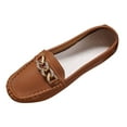 thumbnail image 1 of Felirenzacia Women’s Faux Leather Loafers Flat Shoes, Slip-On Moccasin Flats Shoes, Gold Silver Chain Rhinestone Dress Comfort Office Casual Shoes, 1 of 6