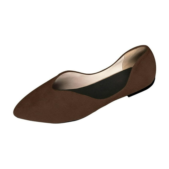 Felirenzacia Women’s Faux Suede Slip-On Pointed Toe Flats Shoes, Women’s Semi Formal Shoes, Low-Cut Vamp Dress Flats shoes for Ladies