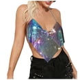 thumbnail image 1 of Felirenzacia Women’s Glitter Sequin Halter Chain String Tank Top Sleeveless Open Back Party Night Out Clubwear, Multicolor,Free Size, 1 of 5