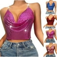 thumbnail image 1 of Felirenzacia Women's Glossy Halter Neck Cropped Tank, Hot Pink,L, 1 of 9