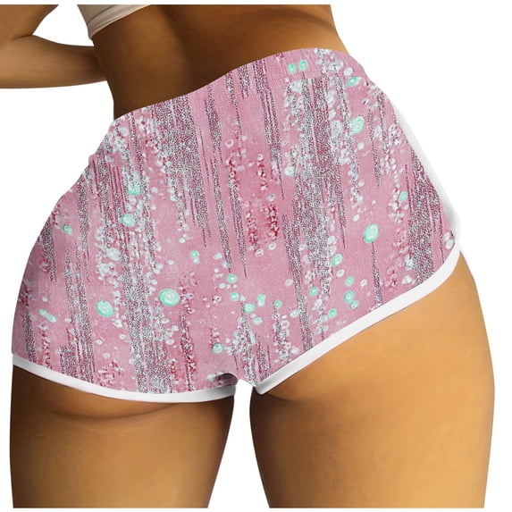 Felirenzacia Women's Hot Pants Mini Shorts Pajama Shorts Printed Comfy Sexy Lightweight Lounge Wear Pink,L