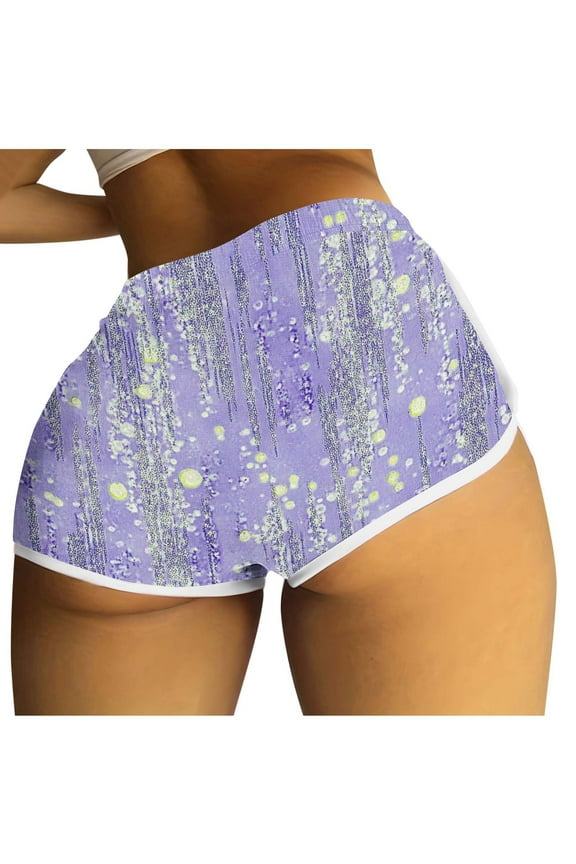 Women's Hot Pants Mini Shorts Pajama Shorts Printed Comfy Sexy Lightweight Lounge Wear Purple,S