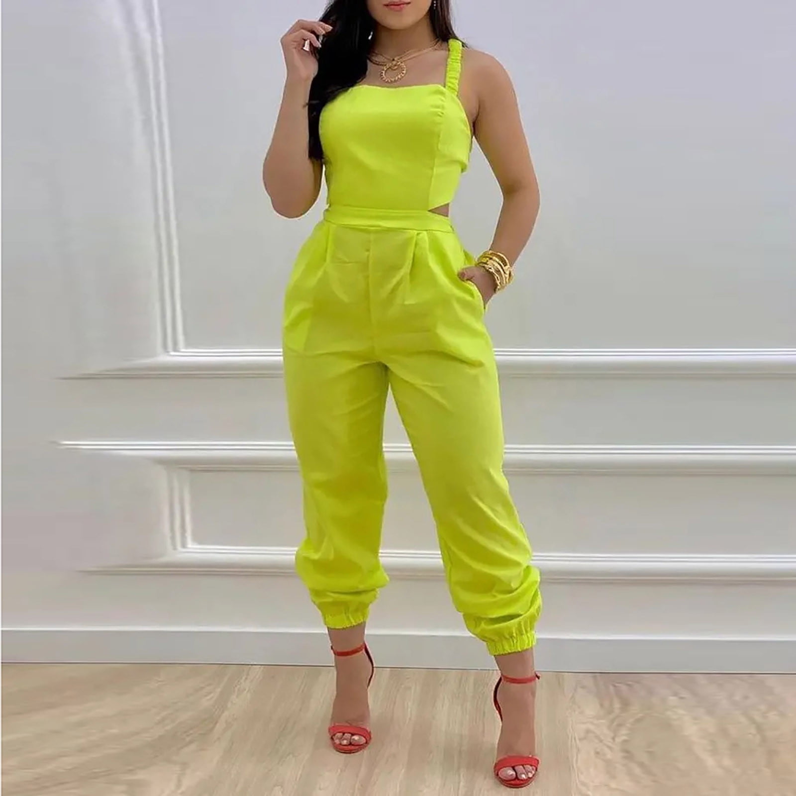 Women's yellow jumpsuit – AZRIA LLC