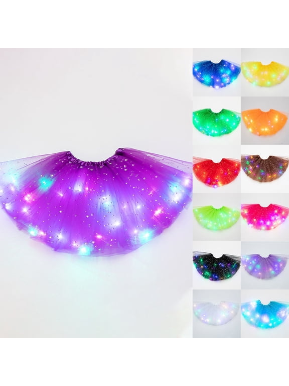 Women's LED Tutu Skirts Layered Ballet Dance Tulle Skirt Light Up Skirts for Party Costume