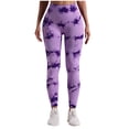 thumbnail image 1 of Felirenzacia Women's Lavender Purple Tie Dye Yoga Pants, High Waisted Hip Lifting Sports Pants, Shibori Lightning Pattern Yoga Pants, XS-L, 1 of 3