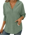 thumbnail image 1 of Felirenzacia Women's Long Sleeve Solid Color Hoodie, V Neck Pullover Top， Slim Fit Fall Sweatshirt, S-3XL, 1 of 7