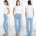 thumbnail image 1 of Felirenzacia Women's Long Straight Loose Jeans, High Rise Tummy Control Elastic Straight, Light Blue Denim Pants with Pockets,XL, 1 of 9