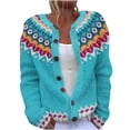 thumbnail image 1 of Felirenzacia Women's Loose Casual Tops Blouse Long Sleeved Ethnic Style Sweater For Women Button Collar Cardigan, S-5XL, 1 of 4