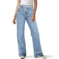 thumbnail image 1 of Felirenzacia Women's Loose Straight Leg Jeans, Drawsring Vintage Blue Denim Pants, 1 of 7