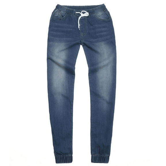 Felirenzacia Women's Low Rise Slim Fit Jeans, Elastic Waist Cuffed Leg Stretchy Denim Sweatpants, S-3XL