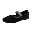 thumbnail image 1 of Felirenzacia Women’s Mary Jane Ballet Flats Shoes, Faux Suede Dress Shoes, Rhinestone Strap Square Toe Flats Casual Business Shoes for Women, 1 of 7
