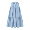 thumbnail image 1 of Felirenzacia Women's Maxi Boho Skirt with Pockets, Flowy Long Dress with Drawstring Elastic Waist, Summer Fall Vacation Wear, 1 of 6