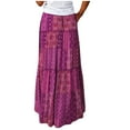 thumbnail image 1 of Felirenzacia Women's Maxi Boho Skirt with Pockets, Flowy Long Dress with Drawstring Elastic Waist, Summer Fall Vacation Wear, 1 of 3