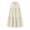 thumbnail image 1 of Felirenzacia Women's Maxi Boho Skirt with Pockets, Flowy Long Dress with Drawstring Elastic Waist, Summer Fall Vacation Wear, 1 of 6