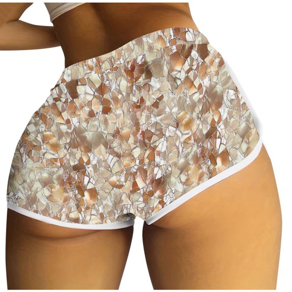 Felirenzacia Women's Mini Shorts Lounge Wear Pajama Graphic Shorts Comfy Sexy Lightweight Hot Pants for Big Khaki,2XL