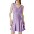 thumbnail image 1 of Felirenzacia Women's Modest One Piece Swim Dress, Full Coverage Scoop Neck Tummy Control Athletic Cross Back Solid Slimming Bathing Suit Swimsuit,Purple,2XL, 1 of 8