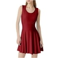 thumbnail image 1 of Felirenzacia Women's Modest One Piece Swim Dress, Full Coverage Scoop Neck Tummy Control Athletic Cross Back Solid Slimming Bathing Suit Swimsuit,Wine,S, 1 of 8