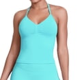 thumbnail image 1 of Felirenzacia Women's Moist Wicking Halter Neck Camisoles, Pleates Front Heart Neckline Athletic Cropped Tank Top,Mint Green,2XL, 1 of 6