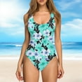 thumbnail image 1 of Felirenzacia Women's One Piece Swimsuit, Athletic Slimming Printed Racerback Tummy Control Push Up Bathing Suit,Light Blue,XL, 1 of 6