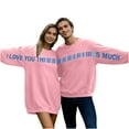 thumbnail image 1 of Felirenzacia Women's Oversized Valentine's Sweatshirt I Love You This Much Graphic Hoodie Soft Long Sleeve Pullover Top, Pink,XL, 1 of 8