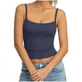 thumbnail image 1 of Felirenzacia Women's Padded Tank, Basic Double Lined Square Neck Tank Tops Adjustable Cami Tank Summer Sleeveless Tops,Navy,L, 1 of 6
