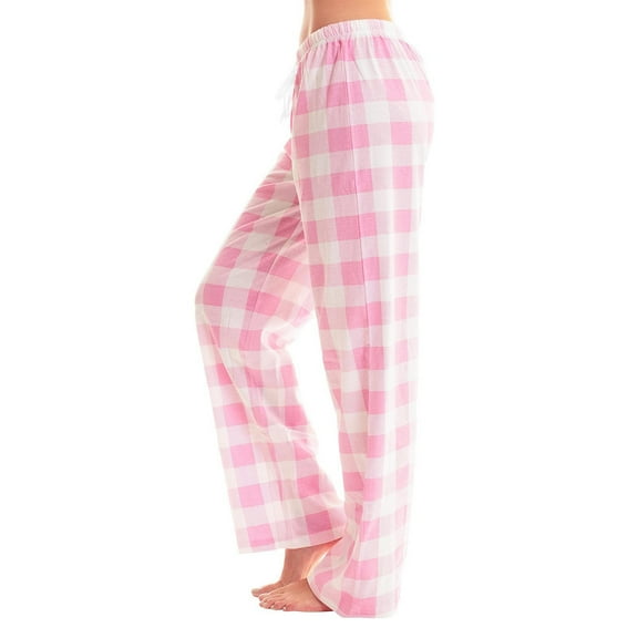 Felirenzacia Women’s Plaid Pants Business Casual Straight Leg Slacks with Pockets Breathable Linen Blend Checkered Pajama Pants