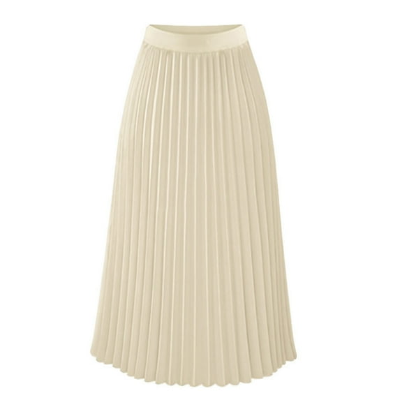 Felirenzacia Women's Pleated Long Skirt, Wear to Work Skirt, Classic Flowy High Waist Skirt